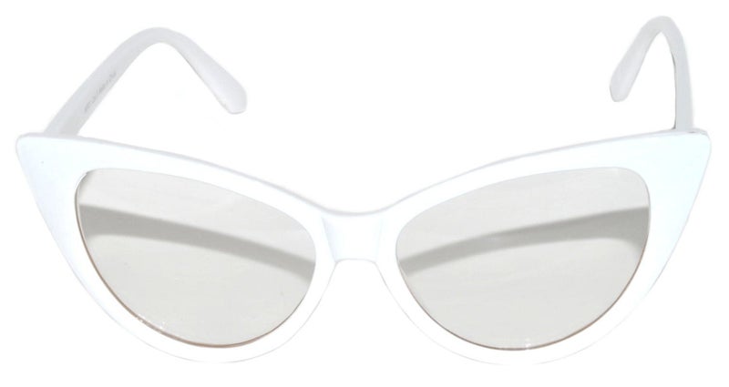OWL Cat Eye Glasses for Women Retro Vintage 1950 Inspired White Frame Clear Lens - Image 1